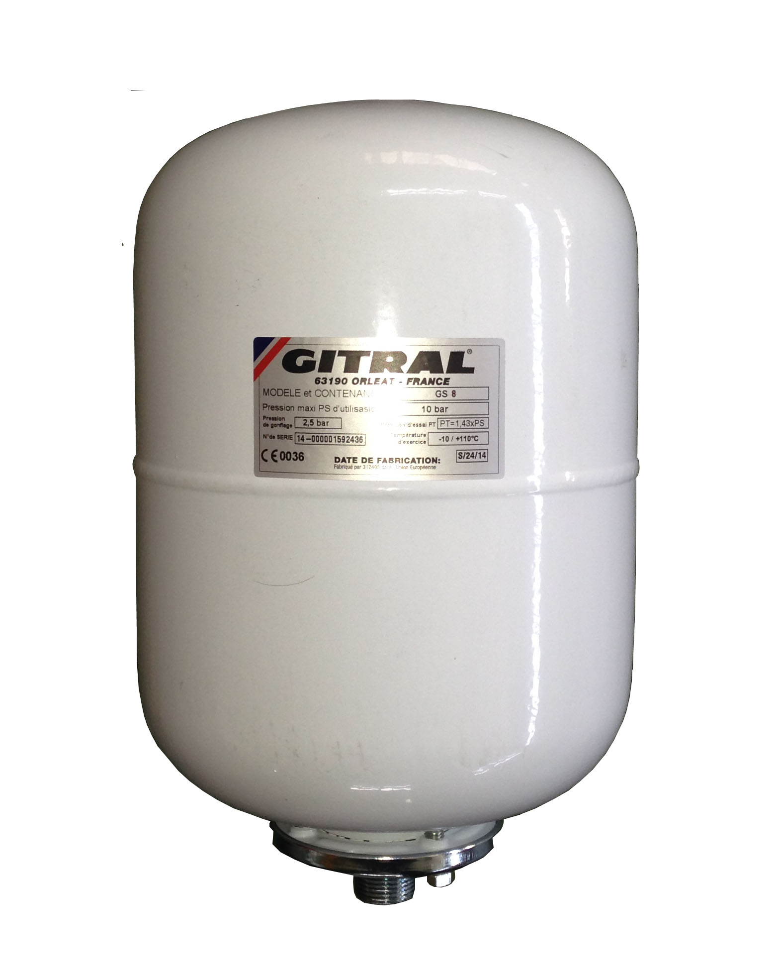 Gitral VVEF-8/10 압력탱크/질소충전-8L/10 Bar