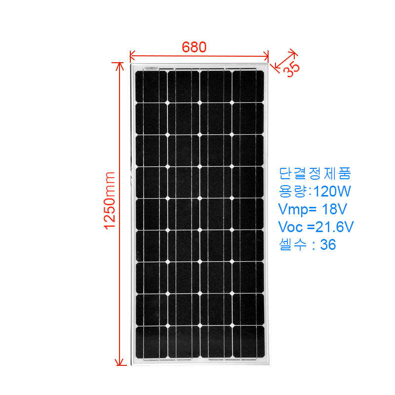 [ATI/OEM]SPM82.36120/18 단결정PV 120W 태양전지 파넬