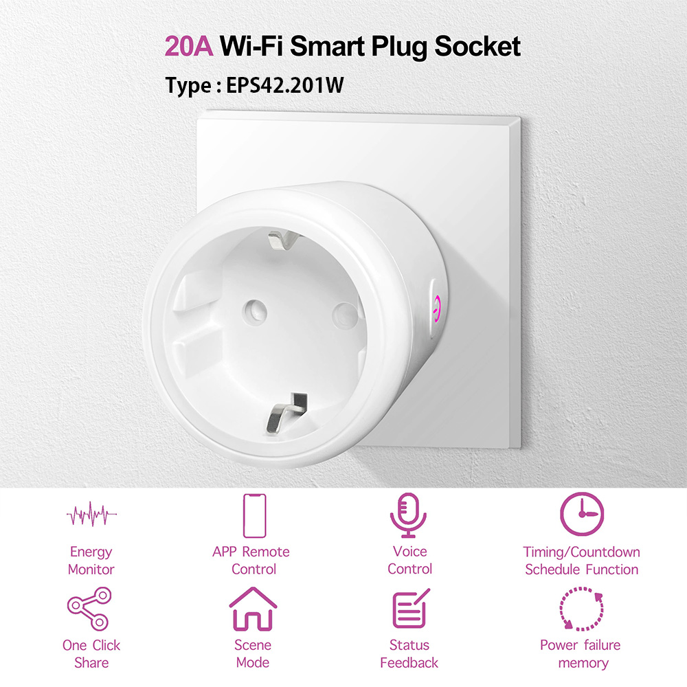 EPS42.201W IOT WiFi 스마트 플러그,무선 실내 콘센트/20A/4200W